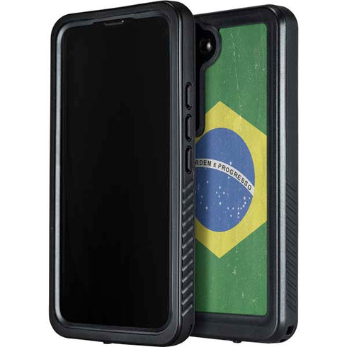 Brazil Flag Distressed Galaxy S23 Plus Waterproof Case